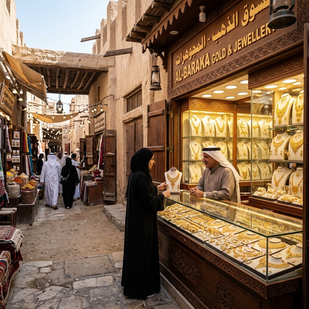 محلات المجوهرات في سوق رأس الخيمة القديم