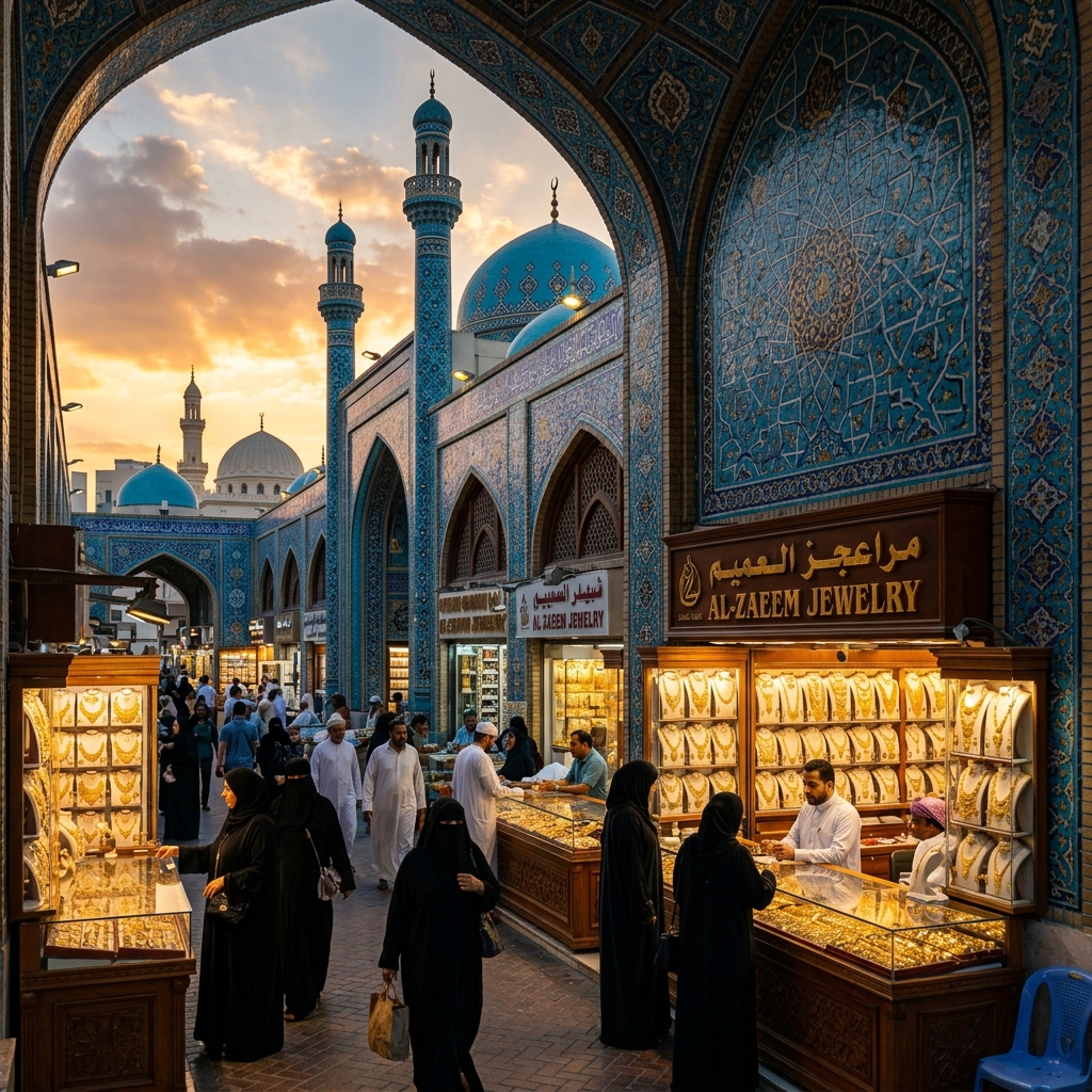 The iconic Blue Souq in Sharjah, famous for its gold and jewelry shops